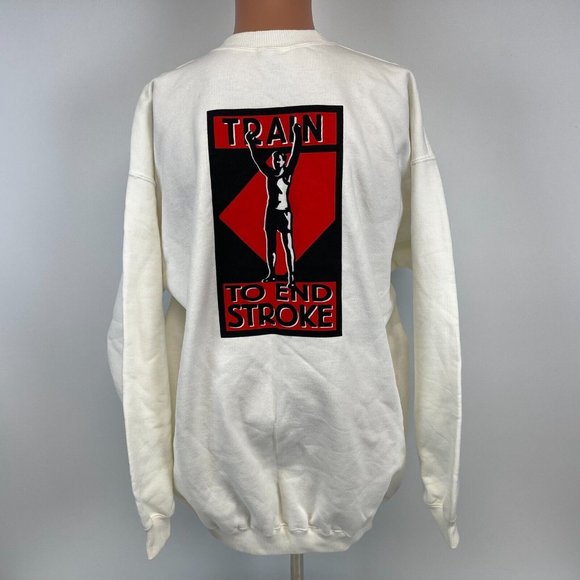 American Heart Association Train To End Stroke Crewneck Sweatshirt Vtg 90s XL - Picture 2 of 4